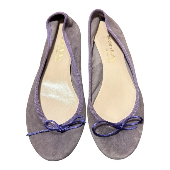 MODERN FICTION Purple Suede Leather Ballet Flats - Picture 1 of 6